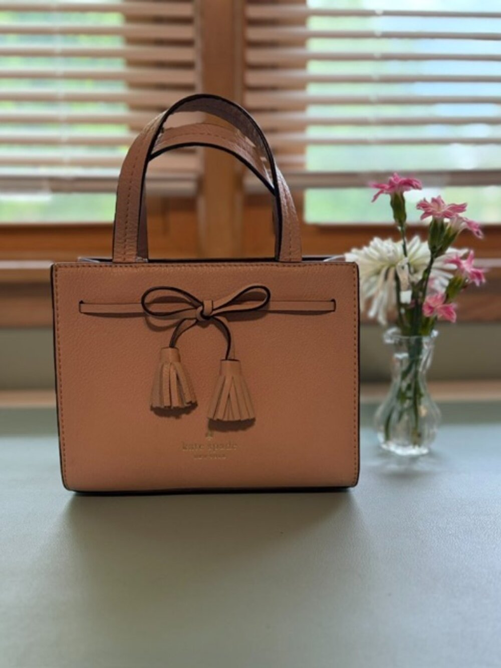 Kate Spade- Blush Pink, Leather Satchel, Crossbody Bow Purse